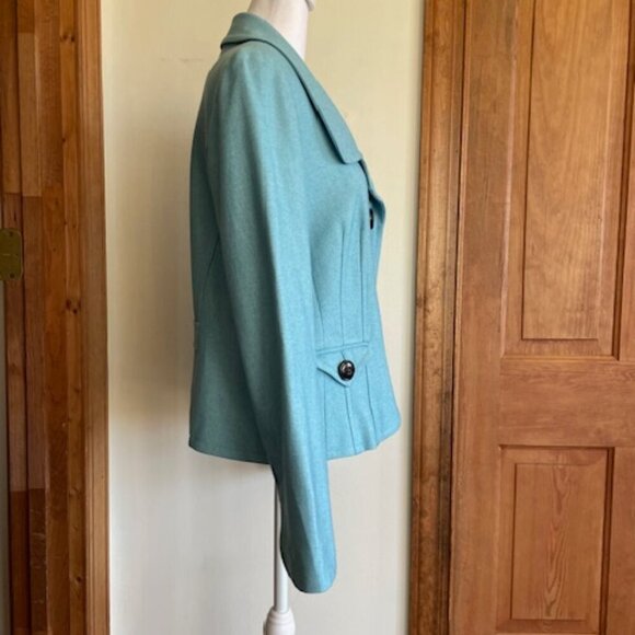 TALBOTS Sky Blue Wool Blend Long Sleeve Envelope Pocket Blazer 12 - Picture 10 of 16